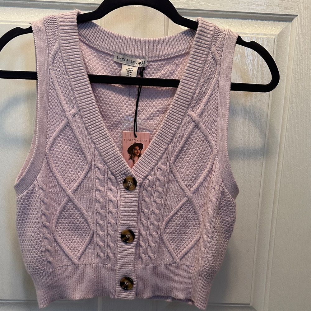 Sincerely Jules Lavender Knit Vest Size M NWT